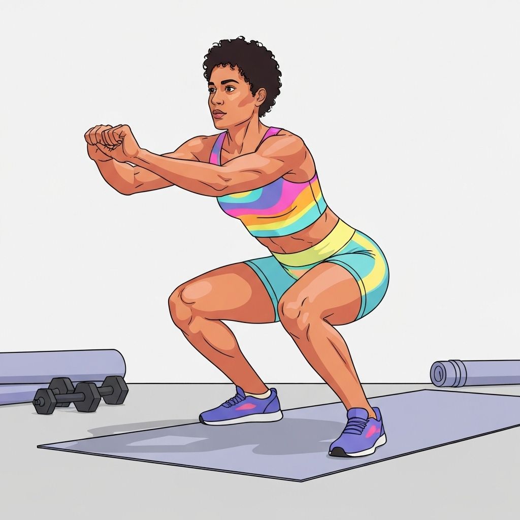 Barbell squat illustration